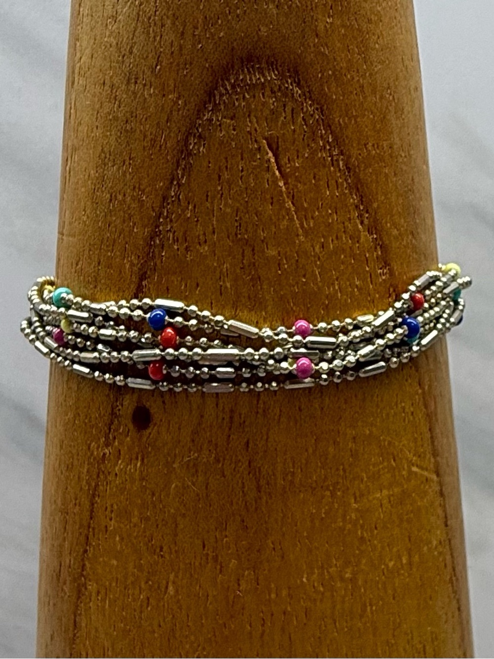 Anthropologie Multicolor Beaded Gold Layered Bracelet